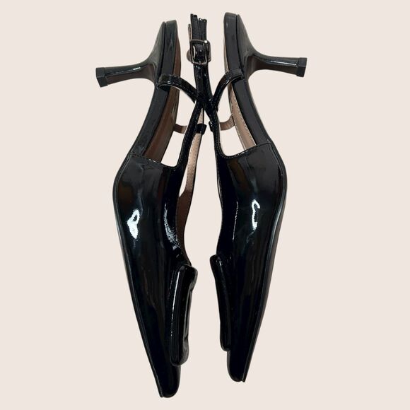 🖤 BIBI LOU ROBIN KITTEN HEELS BLACK PATENT LEATHER BUCKLE ANTHRO EU37 US7 NWT - Picture 5 of 8